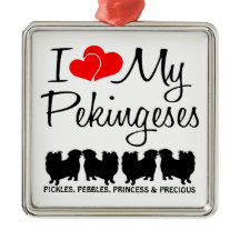 Ik hou van mijn vier pekinees honden Ornament
