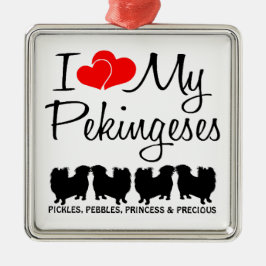 Ik hou van mijn vier pekinees honden Ornament