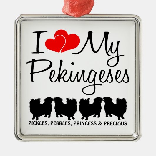 Ik hou van mijn vier pekinees honden Ornament (Voorkant)