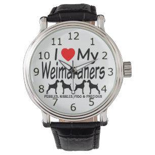 Ik hou van mijn VIER Weimaraner Honden Horloge
