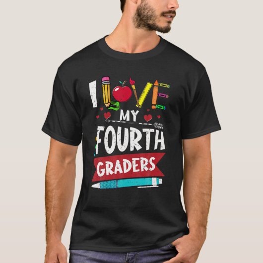 Ik hou van mijn vierde klas grappie 4e klas leraar t-shirt (Voorkant)