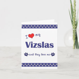 Ik hou van mijn vizslas (meerdere honden) kaart