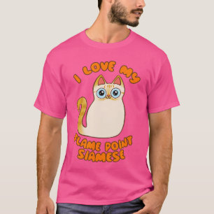 Ik hou van mijn vlam punt Siamees kat cute cartoon T-shirt