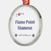 Ik hou van mijn vlampunt Siamese (mannenkat) Metalen Ornament (Links)
