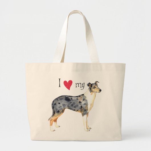 Ik hou van mijn Vloeiende Collie Grote Tote Bag (Voorkant)