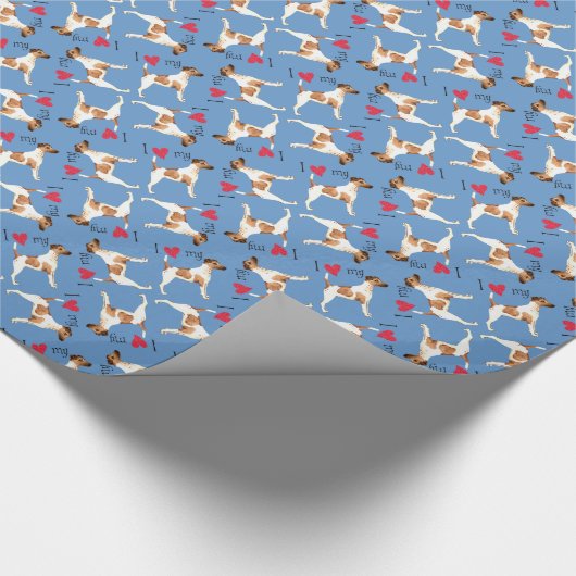 Ik hou van mijn Vloeiende Fox Terrier Cadeaupapier (Hoek)