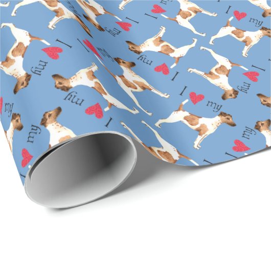 Ik hou van mijn Vloeiende Fox Terrier Cadeaupapier (Rol Hoek)