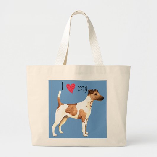 Ik hou van mijn Vloeiende Fox Terrier Grote Tote Bag (Voorkant)