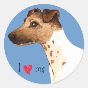 Ik hou van mijn Vloeiende Fox Terrier Ronde Sticker