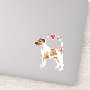 Ik hou van mijn Vloeiende Fox Terrier Vinyl Sticke Sticker
