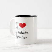Ik hou van mijn vorklift operator tweekleurige koffiemok (Voorkant links)