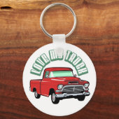 Ik hou van mijn vrachtwagen - Oude, klassieke rode Sleutelhanger (Voorkant)