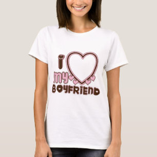 Ik hou van mijn vriend aangepaste foto hart bruin t-shirt