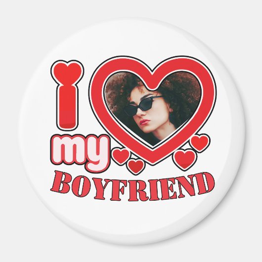 Ik hou van mijn vriend aangepaste hart foto magneet (Voorkant)