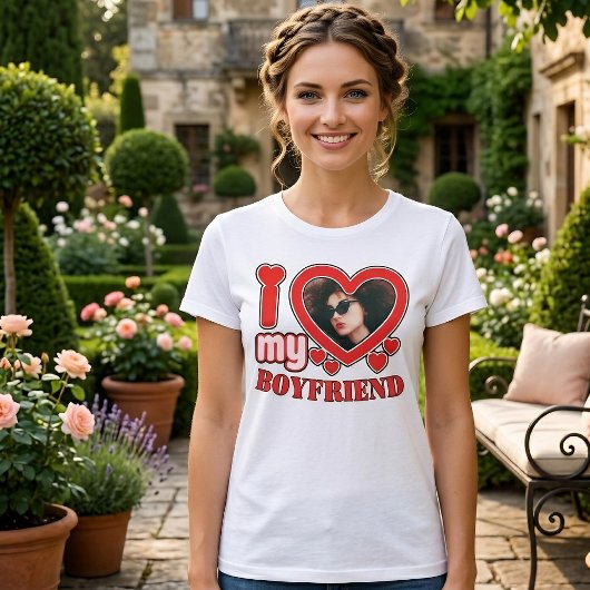 Ik hou van mijn vriend aangepaste hart foto t-shirt