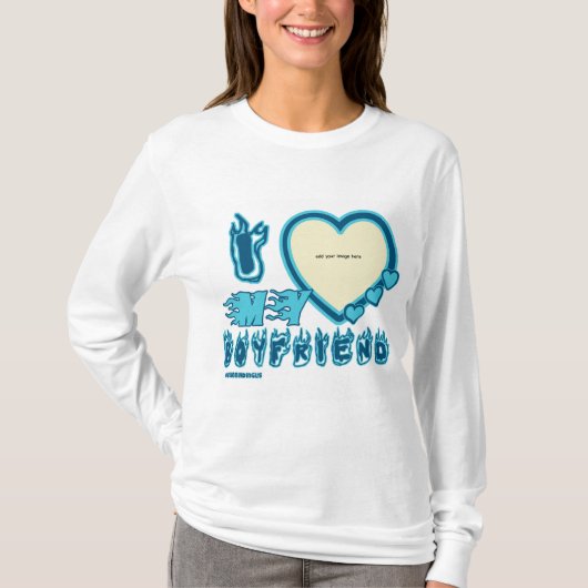 Ik hou van mijn vriend aangepaste lange mouw t-shirt (Voorkant)