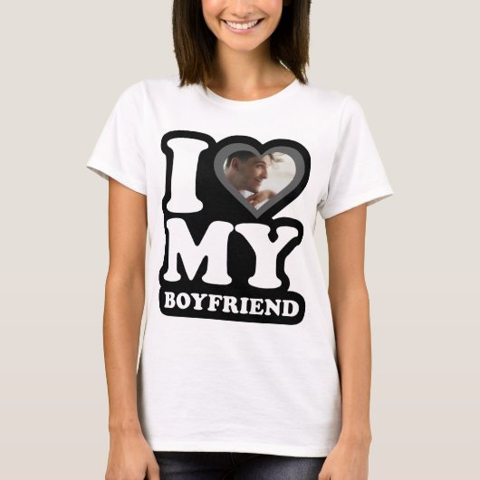 Ik hou van mijn vriend Black & White - Aangepaste T-shirt (Voorkant)