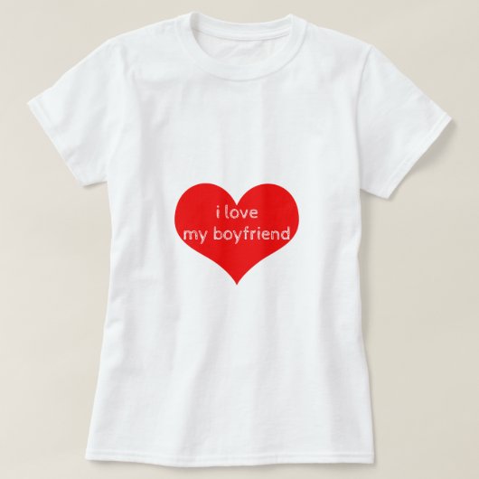 Ik hou van mijn vriend Boy Friend Red Heart Schatt T-shirt (Design voorkant)