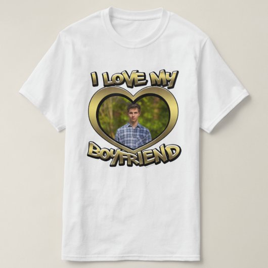Ik hou van mijn vriend Bubble Heart Lijst Gold T-shirt (Design voorkant)