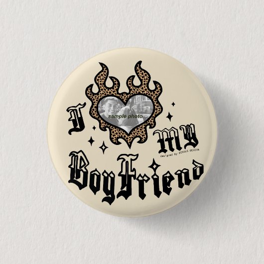 Ik hou van mijn vriend - Cheetah - DingusDesign Ronde Button 3,2 Cm (Voorkant)