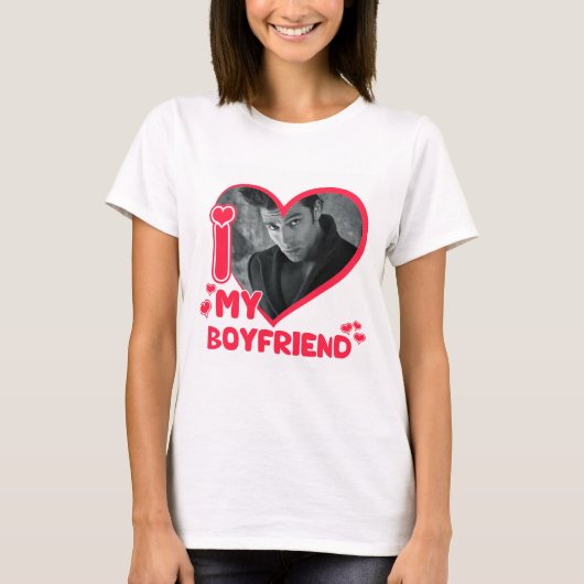 Ik hou van mijn vriend Custom Photo Heart Love T-shirt (Voorkant)
