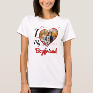Ik hou van mijn vriend Custom Typography Heart Fot T-shirt