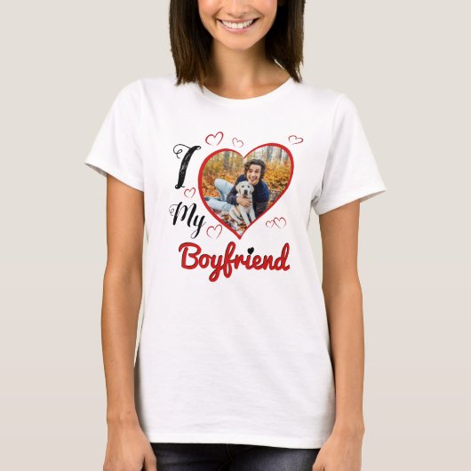 Ik hou van mijn vriend Custom Typography Heart Fot T-shirt (Voorkant)