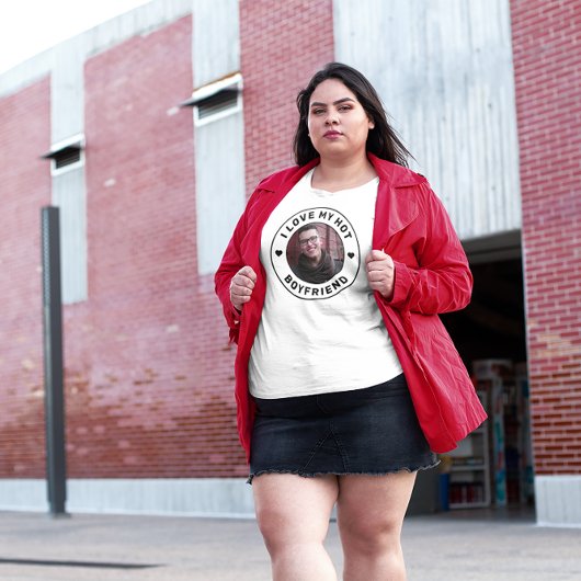 Ik hou van mijn vriend Eenvoudige persoonlijke fot Grote Maat T-shirt