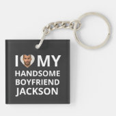 Ik hou van mijn vriend Foto Heart Funny Vriendin Sleutelhanger (Achterkant)