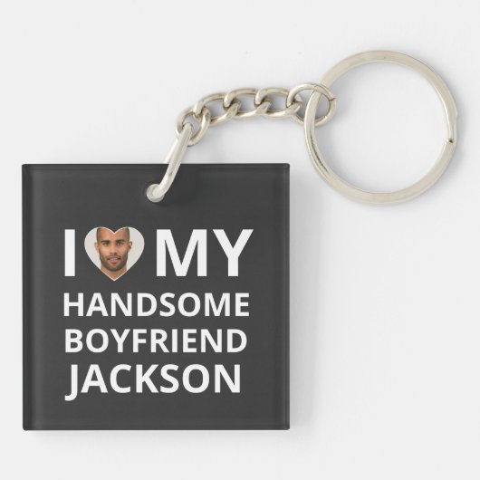 Ik hou van mijn vriend Foto Heart Funny Vriendin Sleutelhanger (Achterkant)