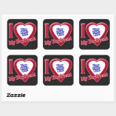 Ik hou van mijn vriend Foto Red Heart Black Vierkante Sticker (Vel)