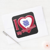 Ik hou van mijn vriend Foto Red Heart Black Vierkante Sticker (Envelop)