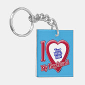 Ik hou van mijn vriend Foto Red Heart Blauwgroen Sleutelhanger (Voorkant Links)