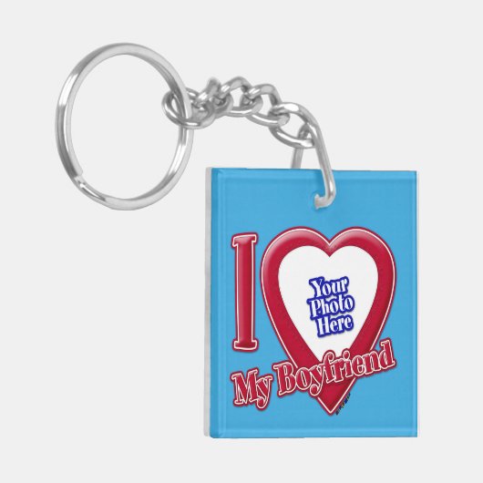 Ik hou van mijn vriend Foto Red Heart Blauwgroen Sleutelhanger (Voorkant Links)