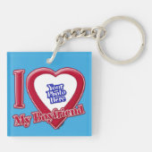 Ik hou van mijn vriend Foto Red Heart Blauwgroen Sleutelhanger (Achterkant)