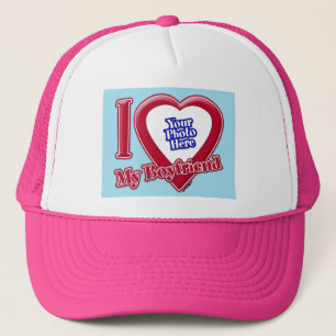 Ik hou van mijn vriend Foto Red Heart Blue Horizon Trucker Pet