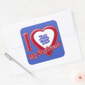 Ik hou van mijn vriend Foto Red Heart D R Blue Vierkante Sticker (Envelop)