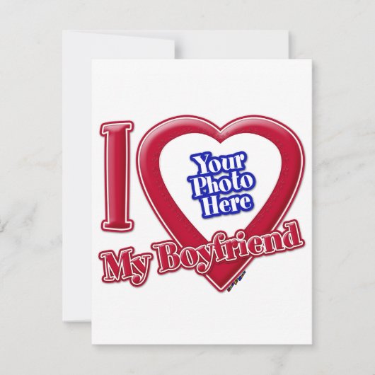 Ik hou van mijn vriend Foto Red Heart Feestdagenkaart (Voorkant)