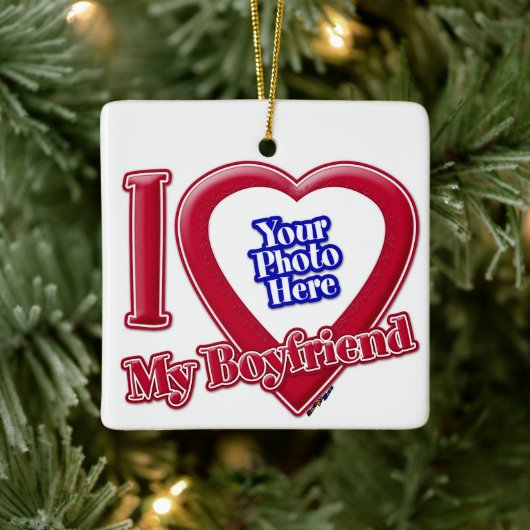 Ik hou van mijn vriend Foto Red Heart Keramisch Ornament (Boom)