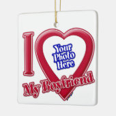 Ik hou van mijn vriend Foto Red Heart Keramisch Ornament (Links)