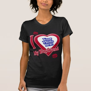 Ik hou van mijn vriend Foto Red Heart Lips Black T-shirt
