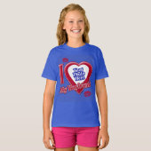 Ik hou van mijn vriend Foto Red Heart Lips D Blue T-shirt (Voorkant volledig)