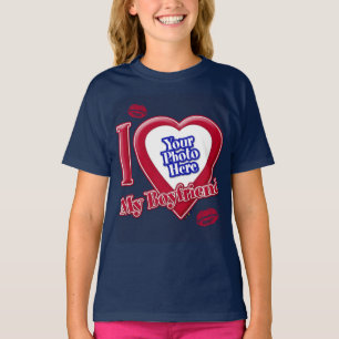 Ik hou van mijn vriend Foto Red Heart Lips Navy Bl T-shirt