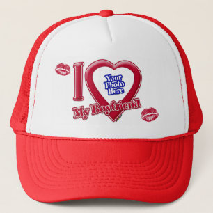 Ik hou van mijn vriend Foto Red Heart Lips Trucker Pet