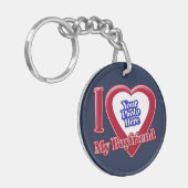 Ik hou van mijn vriend Foto Red Heart Navy Blue Sleutelhanger (Voorkant Links)
