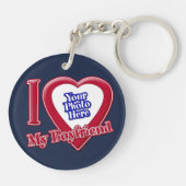 Ik hou van mijn vriend Foto Red Heart Navy Blue Sleutelhanger (Achterkant)