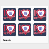 Ik hou van mijn vriend Foto Red Heart Navy Blue Vierkante Sticker (Vel)