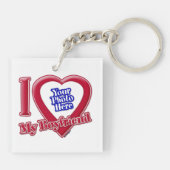 Ik hou van mijn vriend Foto Red Heart Sleutelhanger (Achterkant)