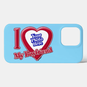 Ik hou van mijn vriend Foto Red Heart Turquoise Case-Mate iPhone Case