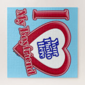 Ik hou van mijn vriend Foto Red Heart Turquoise Legpuzzel (Horizontaal)